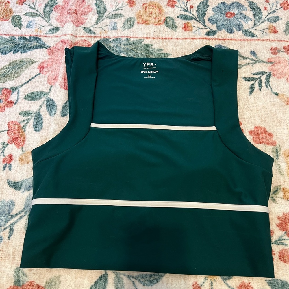 Abercrombie & Fitch YPB workout tank. Green Sleeveless Top with White Stripes